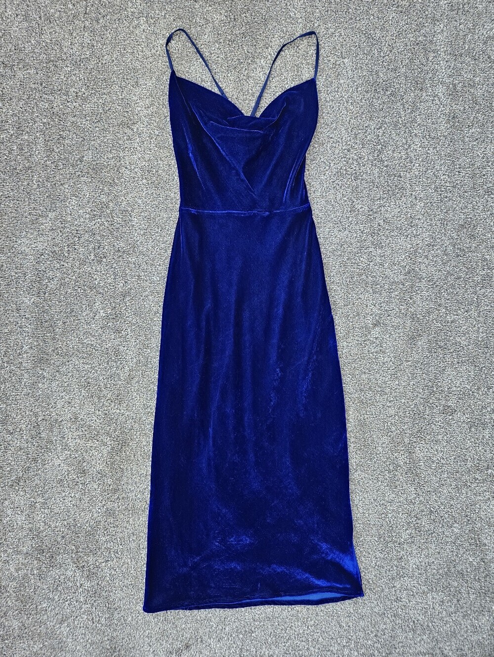 ADELYN RAE Zana Velvet Dress Royal Blue Cowl Neck Slip Cocktail Dress Womens S